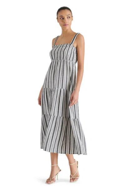 Steve Madden Alissa Stripe Tiered Cotton Gauze Midi Sundress In Multi