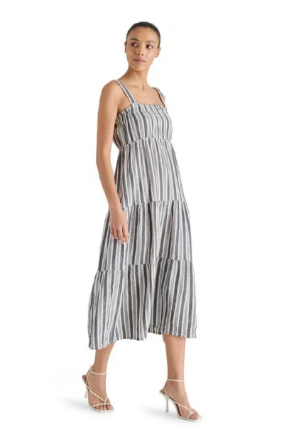 Steve Madden Alissa Stripe Tiered Cotton Gauze Midi Sundress In Multi