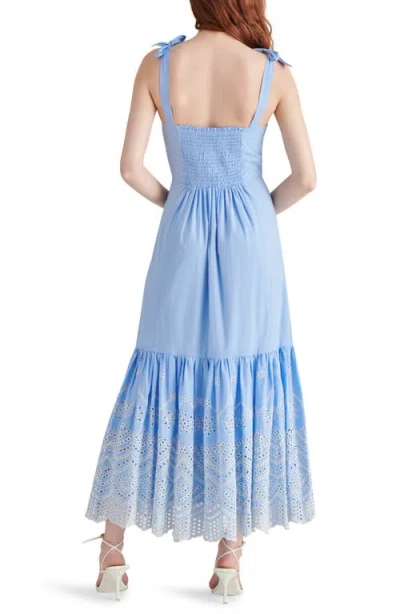 Steve Madden Rosalia Embroidered Cotton Maxi Sundress In Blue