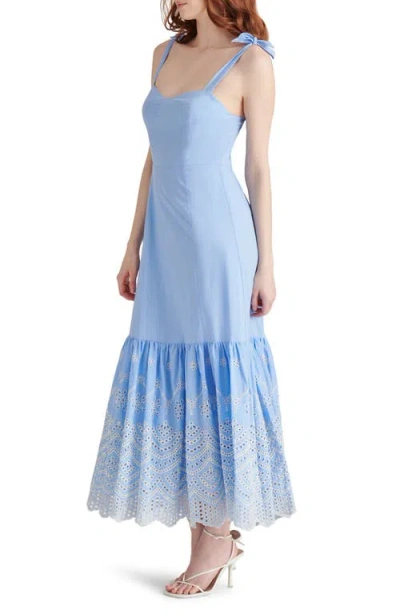 Steve Madden Rosalia Embroidered Cotton Maxi Sundress In Blue