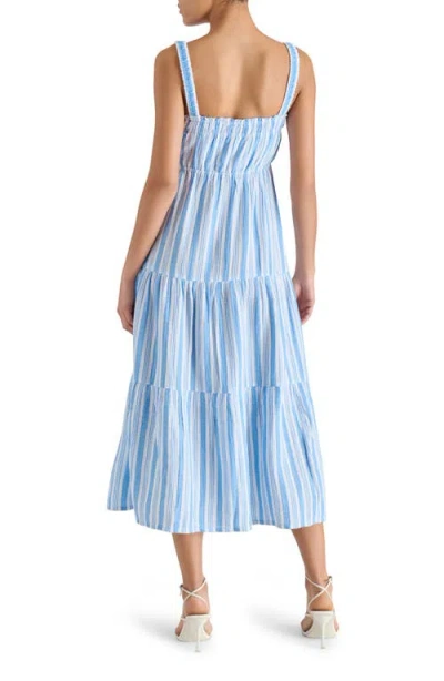 Steve Madden Alissa Stripe Tiered Cotton Gauze Midi Sundress In Multi