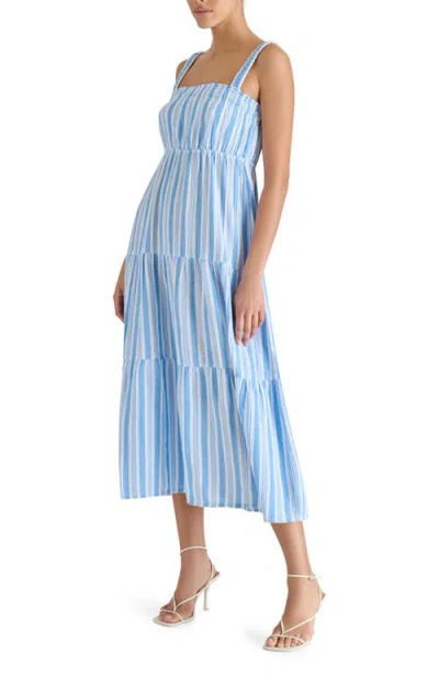 Steve Madden Alissa Stripe Tiered Cotton Gauze Midi Sundress In Multi