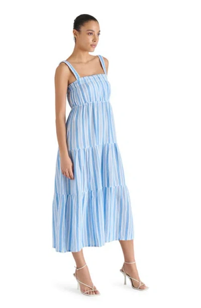 Steve Madden Alissa Stripe Tiered Cotton Gauze Midi Sundress In Multi
