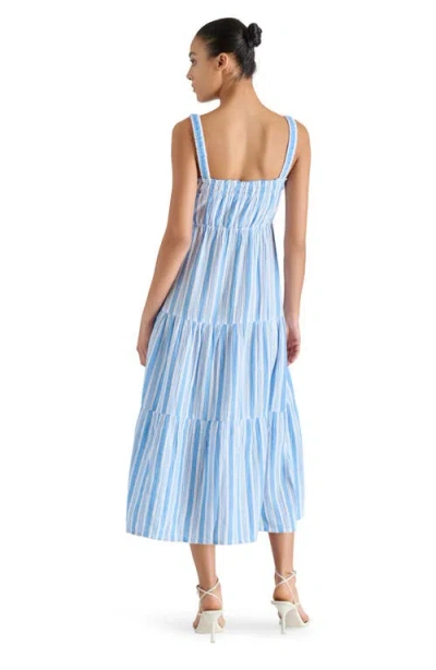 Steve Madden Alissa Stripe Tiered Cotton Gauze Midi Sundress In Multi