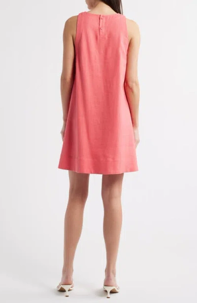 Charles Henry Sleeveless Linen Blend Trapeze Dress In Orange