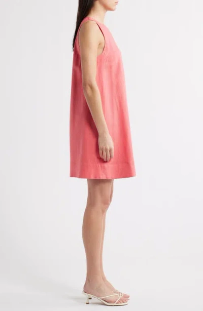 Charles Henry Sleeveless Linen Blend Trapeze Dress In Orange