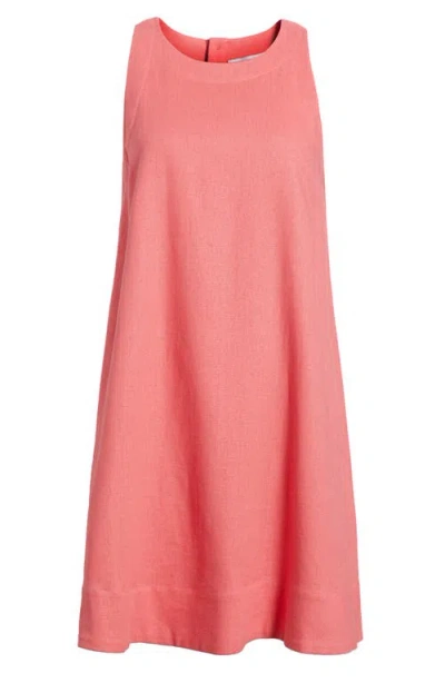 Charles Henry Sleeveless Linen Blend Trapeze Dress In Orange