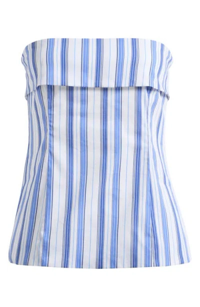 Halogen ® Playa Stripe Tailored Foldover Strapless Top In Blue