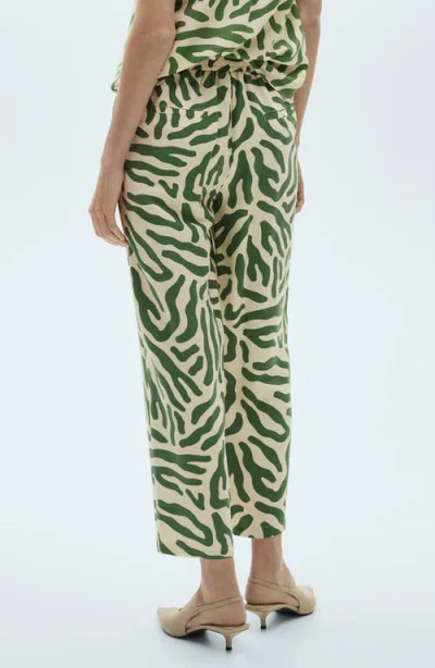 Mango Print Straight Leg Pants In Green