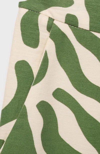 Mango Print Straight Leg Pants In Green