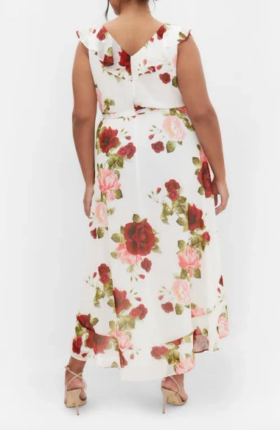 City Chic Ella Jane Metallic Stripe Maxi Dress In White