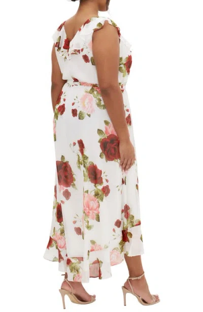 City Chic Ella Jane Metallic Stripe Maxi Dress In White