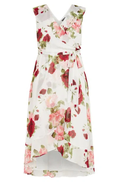 City Chic Ella Jane Metallic Stripe Maxi Dress In White