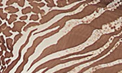 Afrm Barry One-shoulder Mesh Top In Animal Print