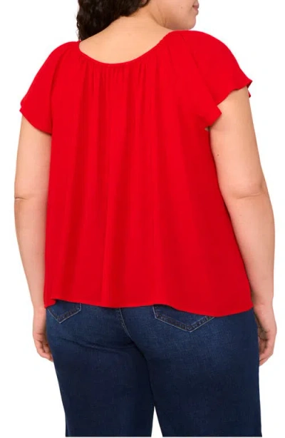 Cece Flutter Sleeve Georgette Top In Red