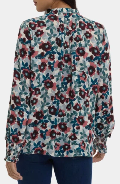 Nydj Pleated Peasant Blouse In Gray