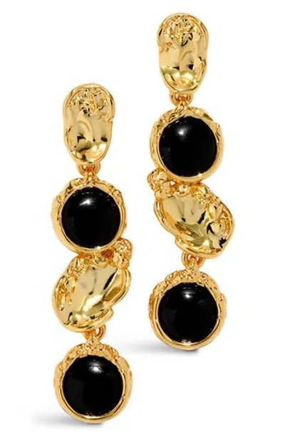 Alexis Bittar Brut Black Onyx Coin Linear Drop Earrings In Multi