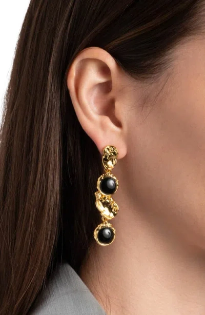 Alexis Bittar Brut Black Onyx Coin Linear Drop Earrings In Multi