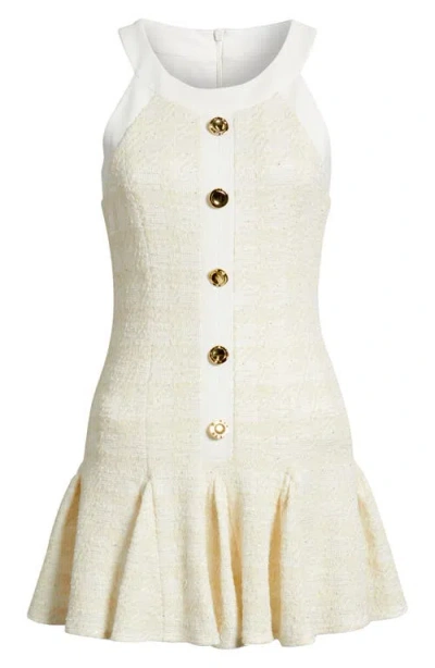 Black Halo Didi Tweed Minidress In Neutral