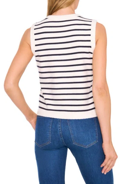 Cece Stripe Crewneck Sweater Vest In White