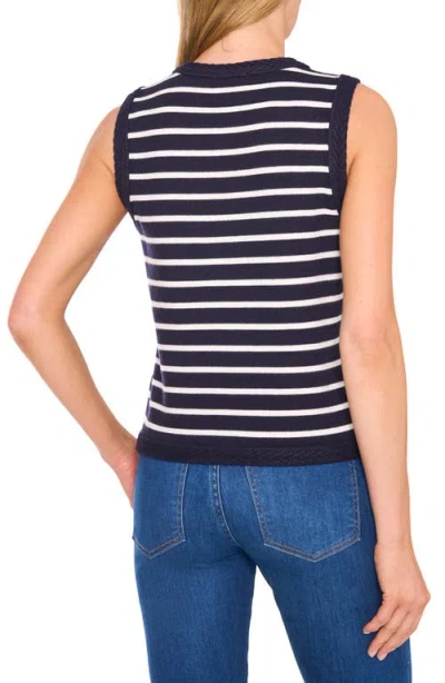 Cece Stripe Crewneck Sweater Vest In Blue
