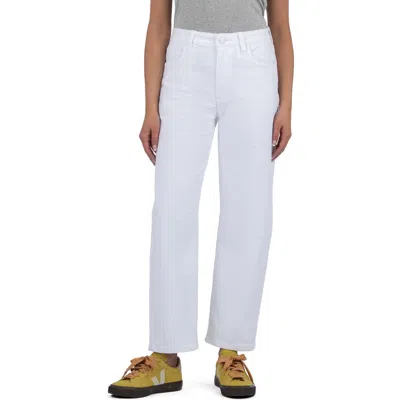 Kut From The Kloth Gwen High Rise Wide Leg Raw Hem Jeans In Optic White In White