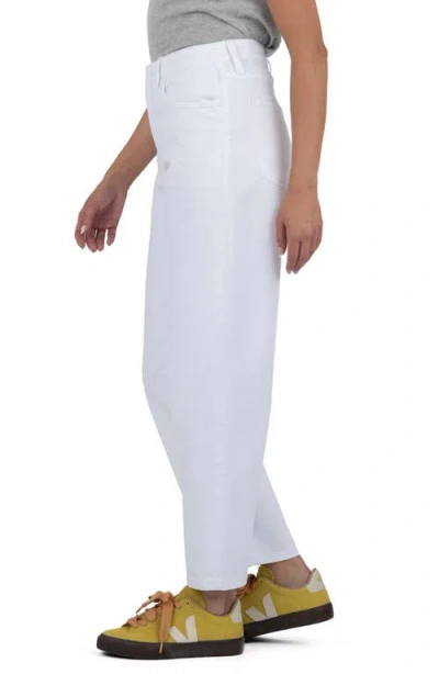 Kut From The Kloth Gwen High Rise Wide Leg Raw Hem Jeans In Optic White In White