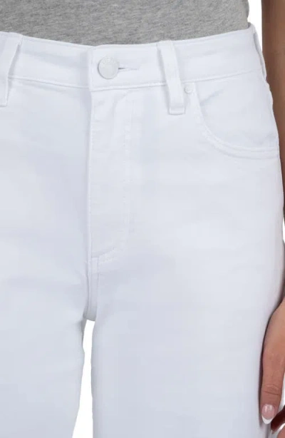 Kut From The Kloth Gwen High Rise Wide Leg Raw Hem Jeans In Optic White In White