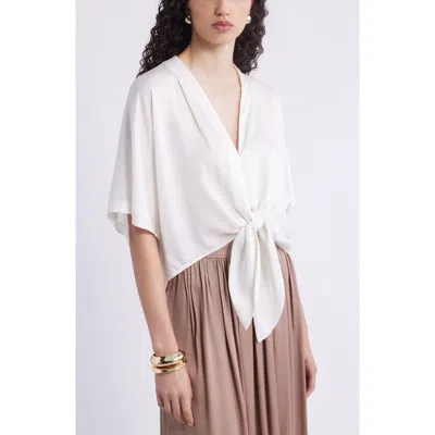Nordstrom Tie Front Crop Top In White