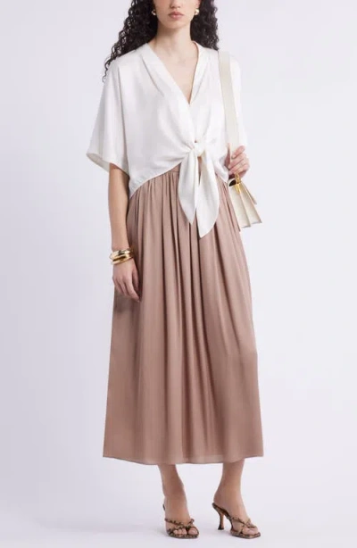 Nordstrom Tie Front Crop Top In White