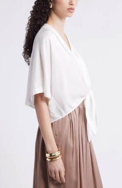 Nordstrom Tie Front Crop Top In White