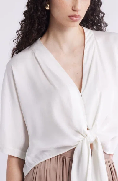 Nordstrom Tie Front Crop Top In White