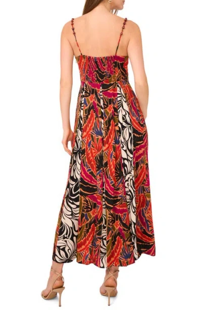 Vince Camuto Mixed Print Inverse Pleat Maxi Dress In Multi