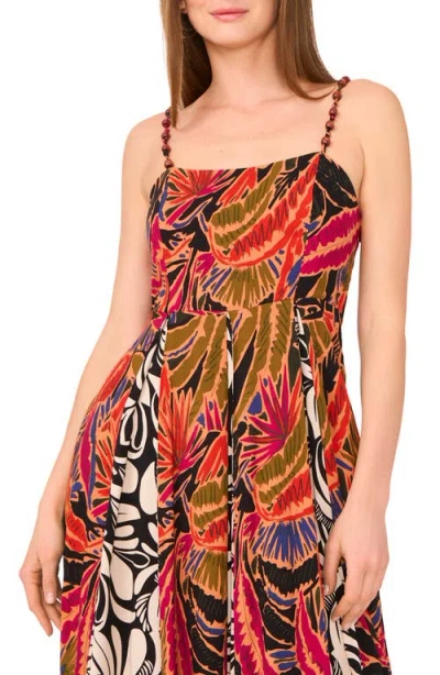 Vince Camuto Mixed Print Inverse Pleat Maxi Dress In Multi