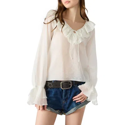 Steve Madden Hamptons Ruffle Lace Top In White
