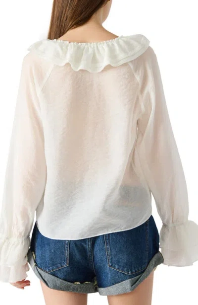 Steve Madden Hamptons Ruffle Lace Top In White