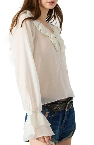 Steve Madden Hamptons Ruffle Lace Top In White