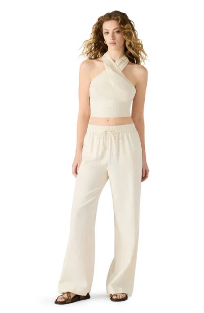 Steve Madden Venetia Linen Blend Drawstring Pants In Brown