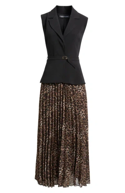 Julia Jordan Faux Two-piece Sleeveless Belted Maxi Dress In Multi