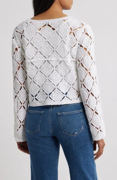 Bobeau Crochet Cardigan In White