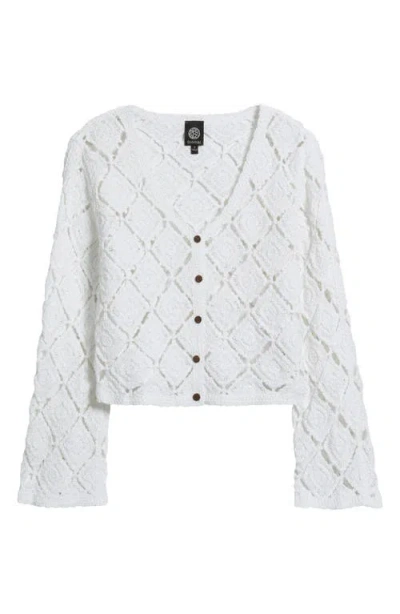 Bobeau Crochet Cardigan In White