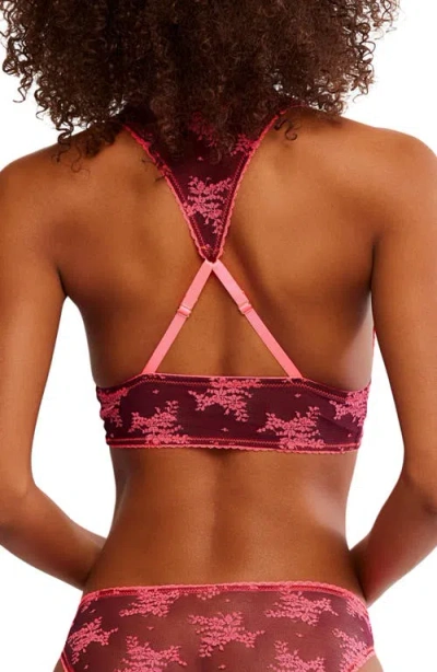 Free People Talk About It Floral Lace Soft Bra In Multi