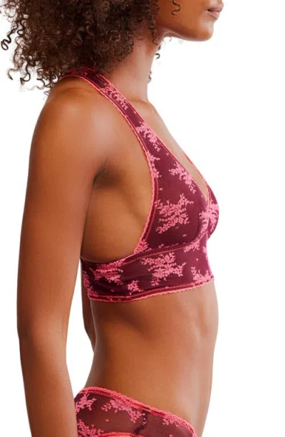 Free People Talk About It Floral Lace Soft Bra In Multi
