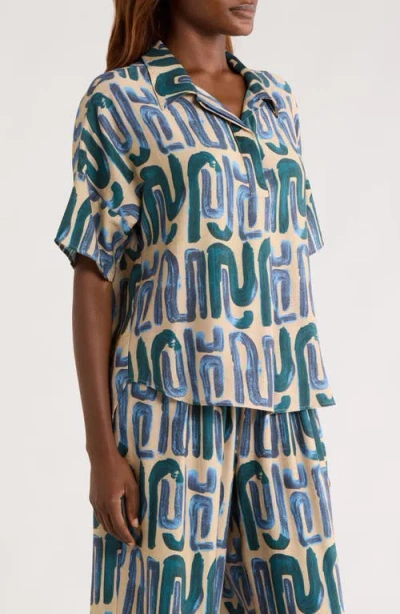 Melloday Easy Woven Pullover Shirt In Multi