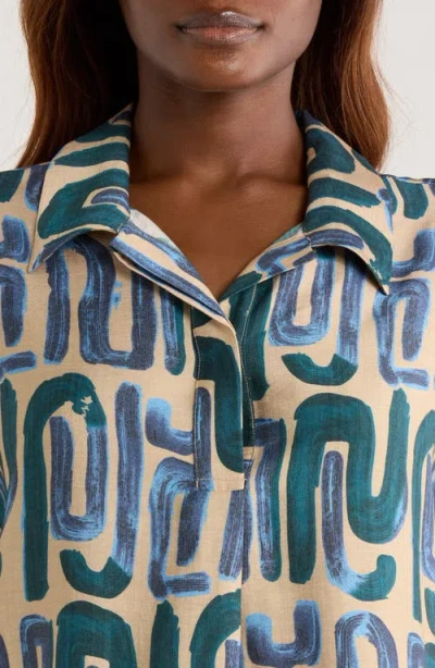 Melloday Easy Woven Pullover Shirt In Multi