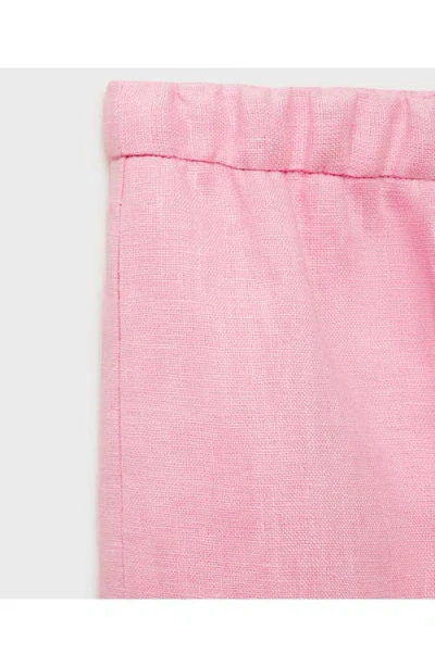 Mango Straight Linen Pants With Bow Light Pink In Pink
