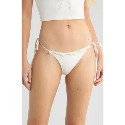 Pacsun Sakura Ruffle Fixed Bow Bikini Bottoms In White