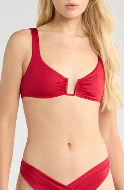Pacsun Lotus Shirred Swim Top In Red