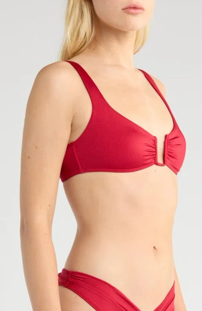 Pacsun Lotus Shirred Swim Top In Red