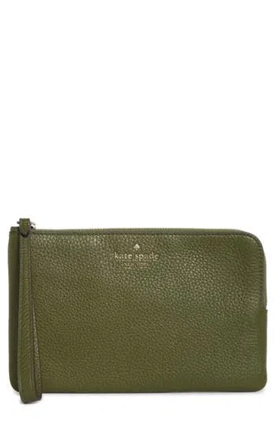 Kate Spade New York Leila Pebbled Leather Medium Pouch In Green